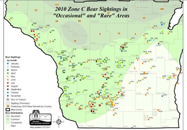 My Wisconsin Space Bear Sightings During 2010 In The Southern